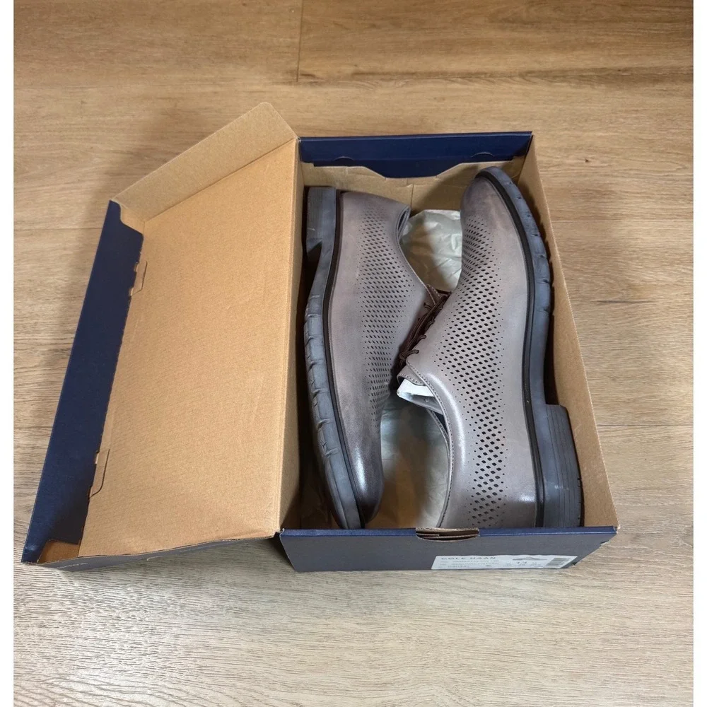 Cole Haan Mens Grandflex DRS LSR Ironstone Gray Leather Oxfords C40332 Size 13